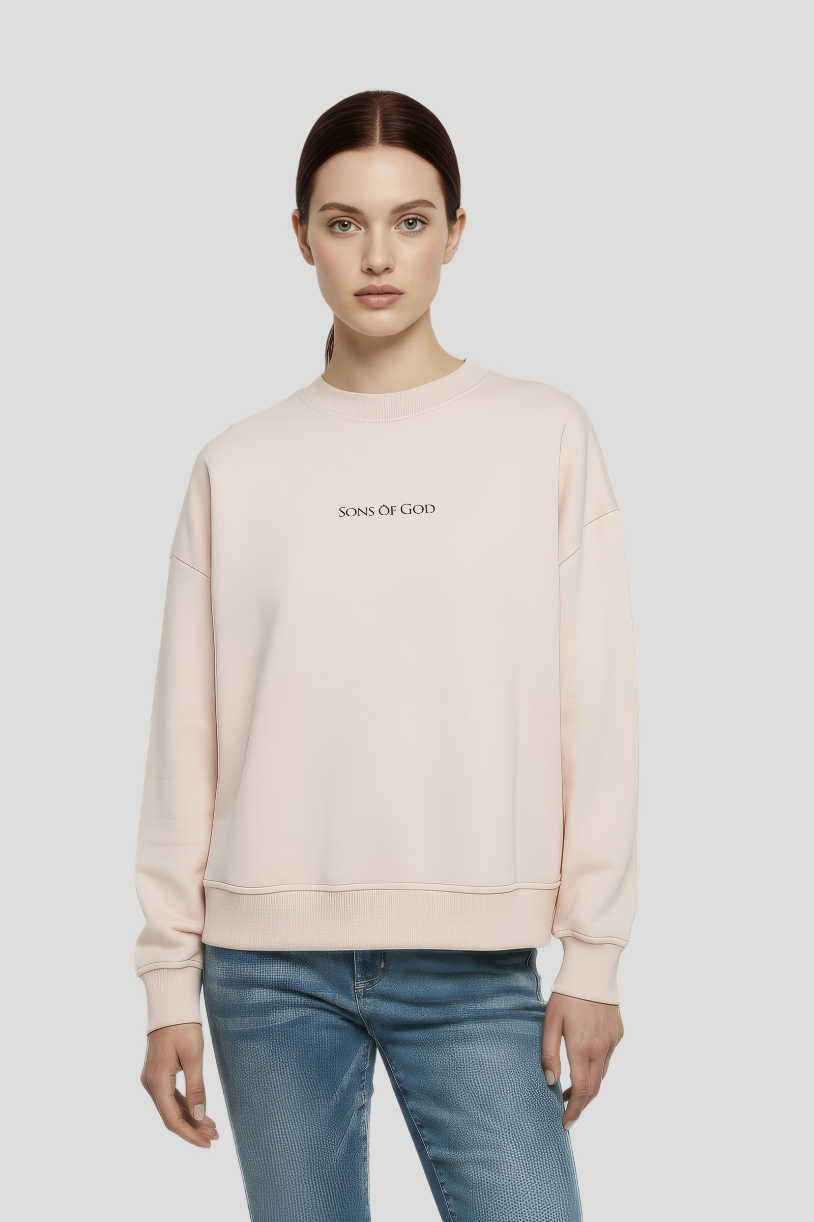 Relaxed fit crewneck sweatshirt beige