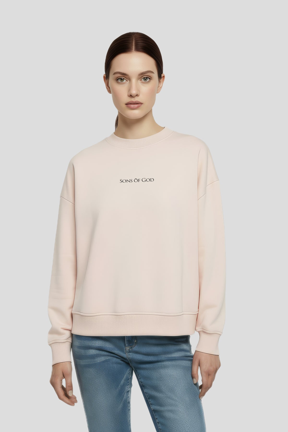Relaxed fit crewneck sweatshirt beige