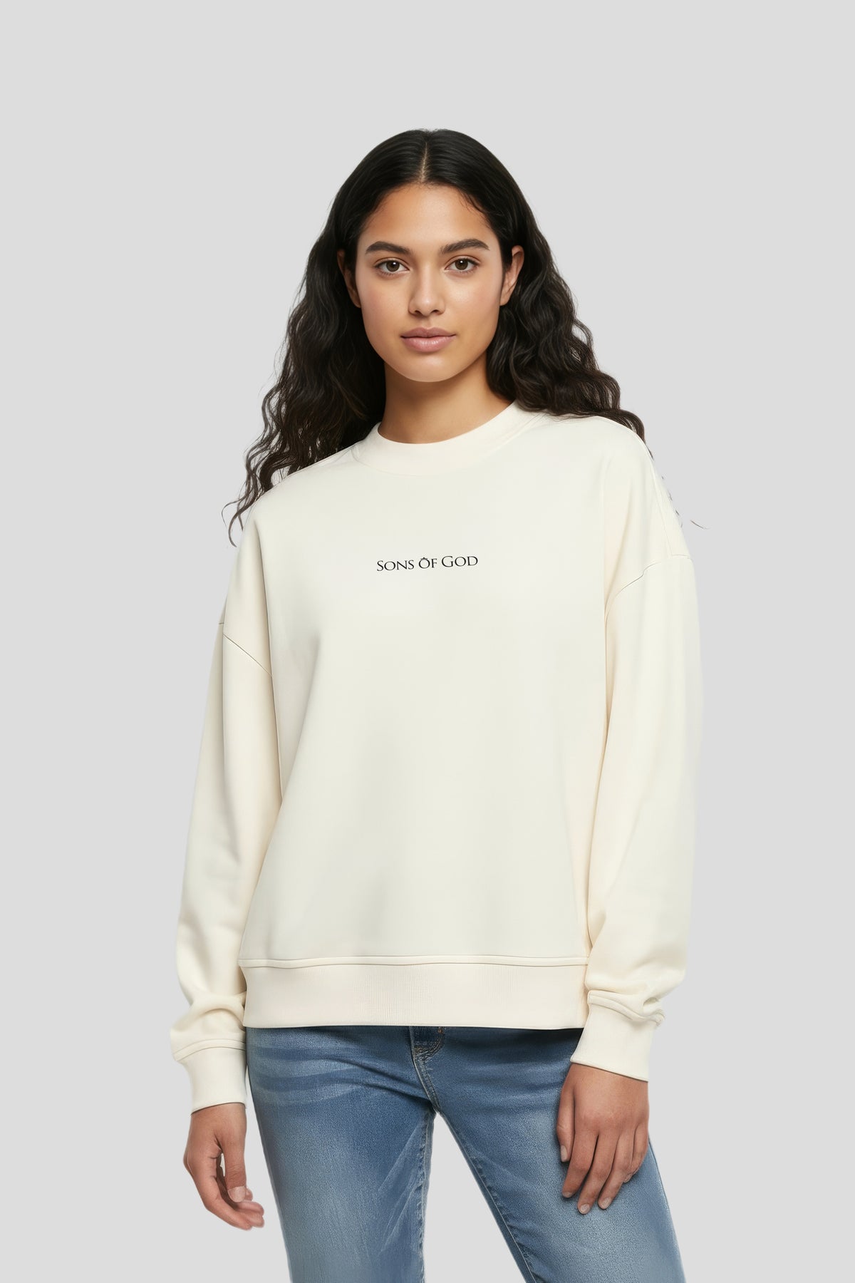 Crewneck beige sweatshirt with a relaxed fit Sons of God