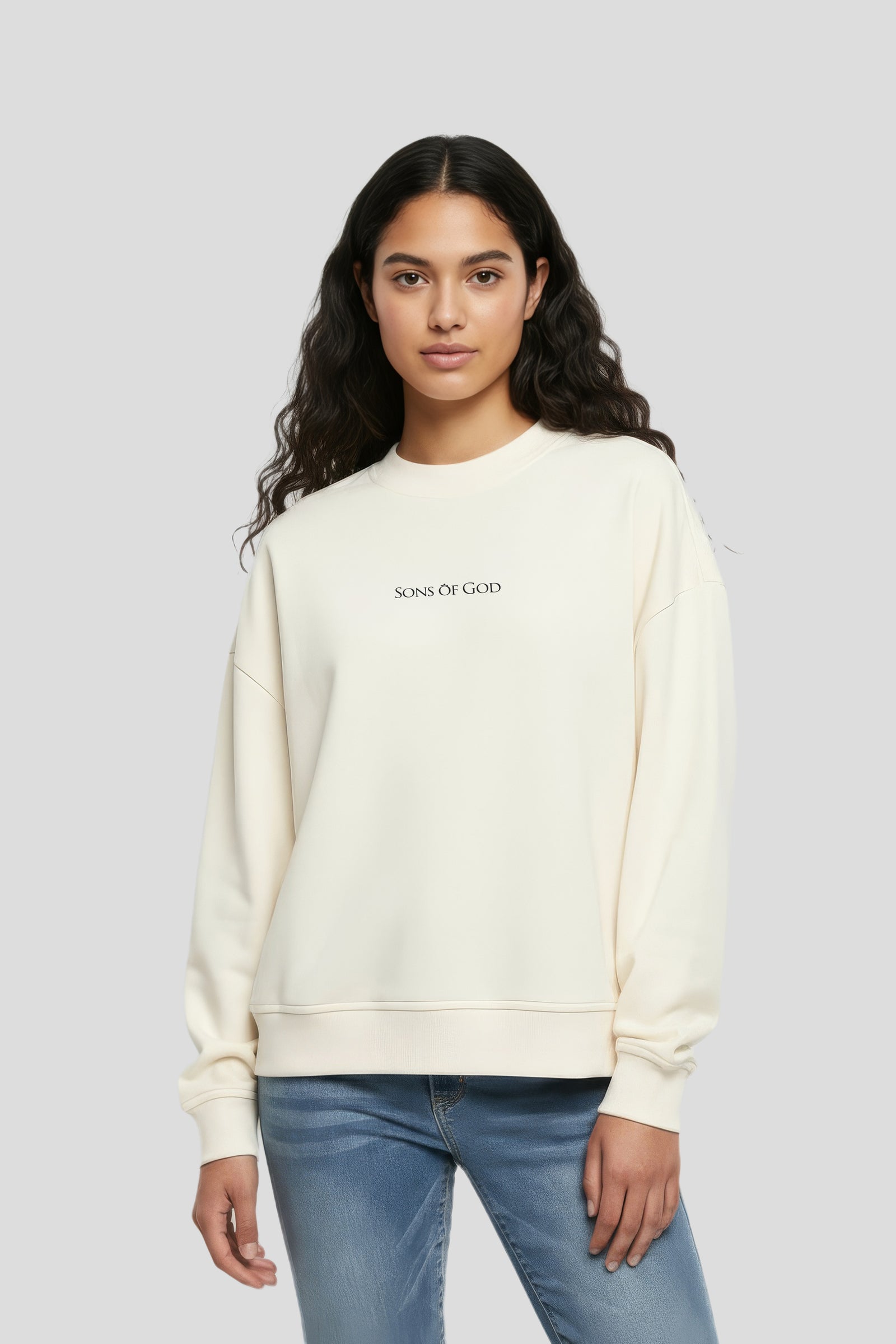 Crewneck beige sweatshirt with a relaxed fit Sons of God