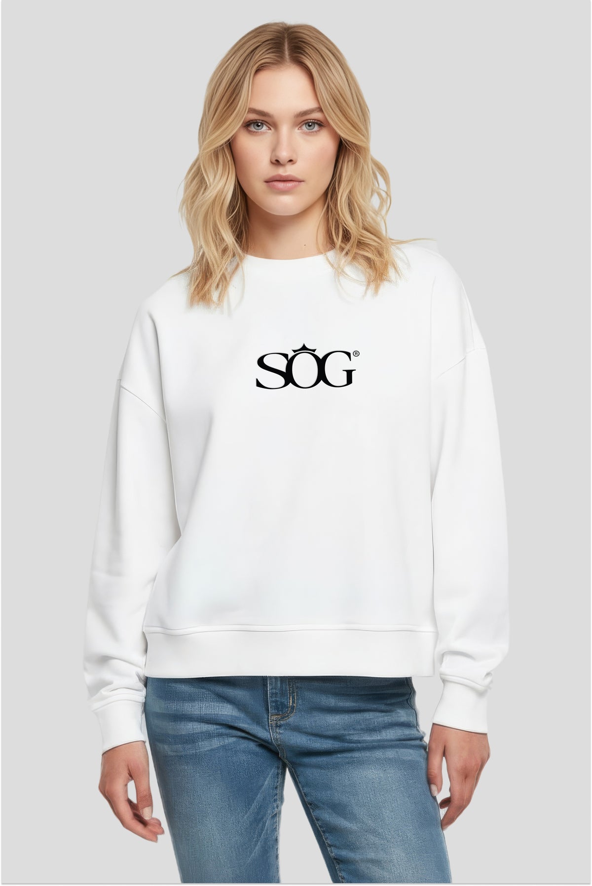 Relaxed fit crewneck sweatshirt white