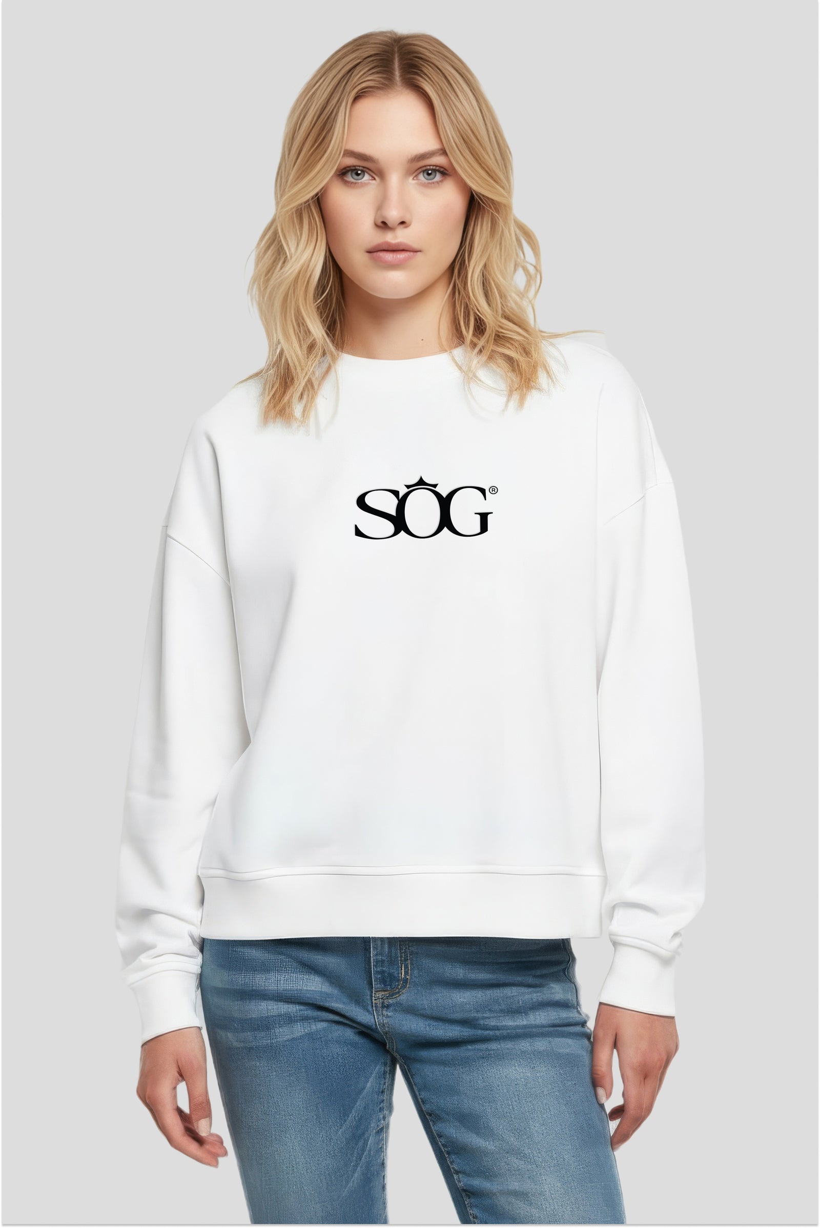 Relaxed fit crewneck sweatshirt white