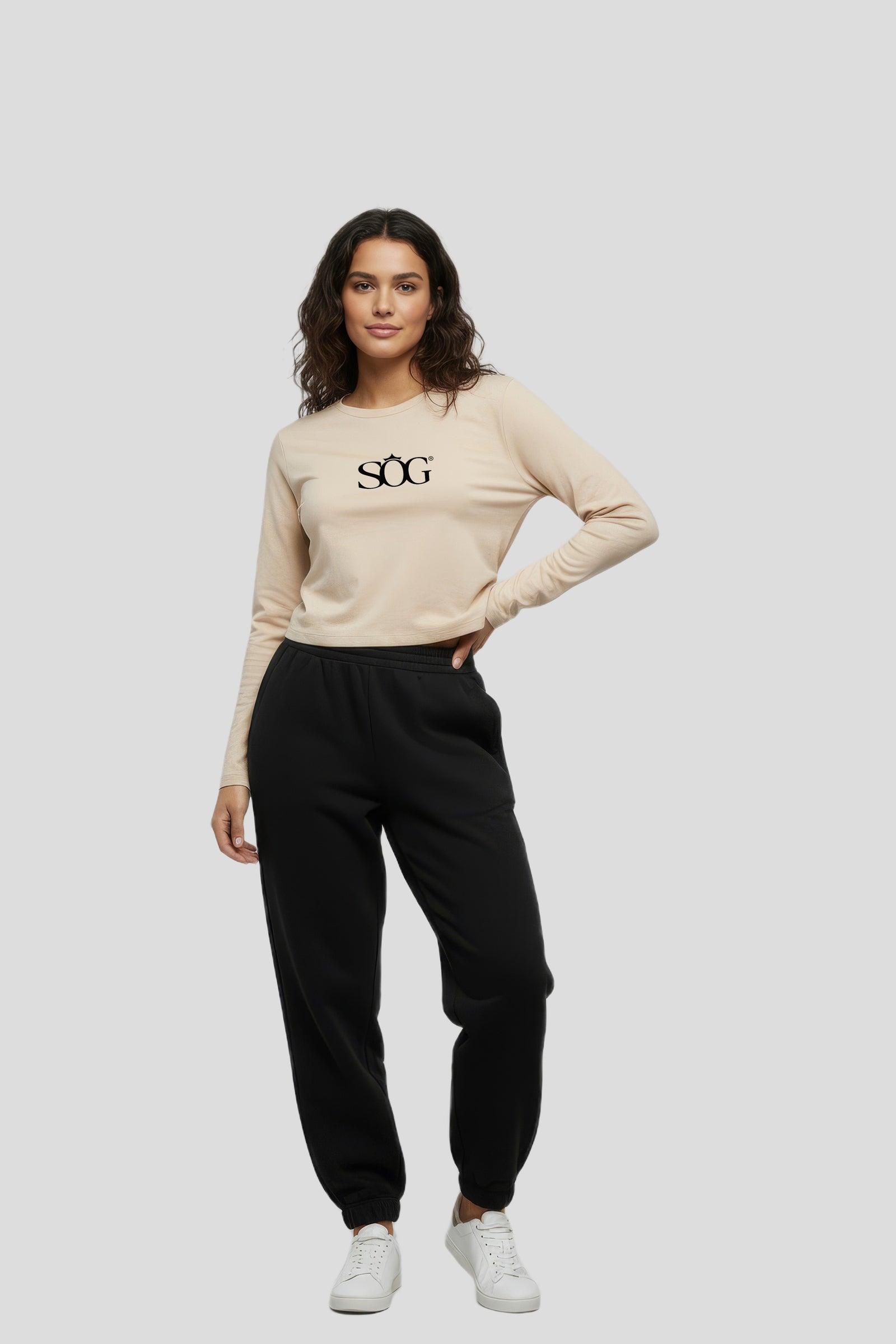 Damen Short Longsleeve Beige SOG