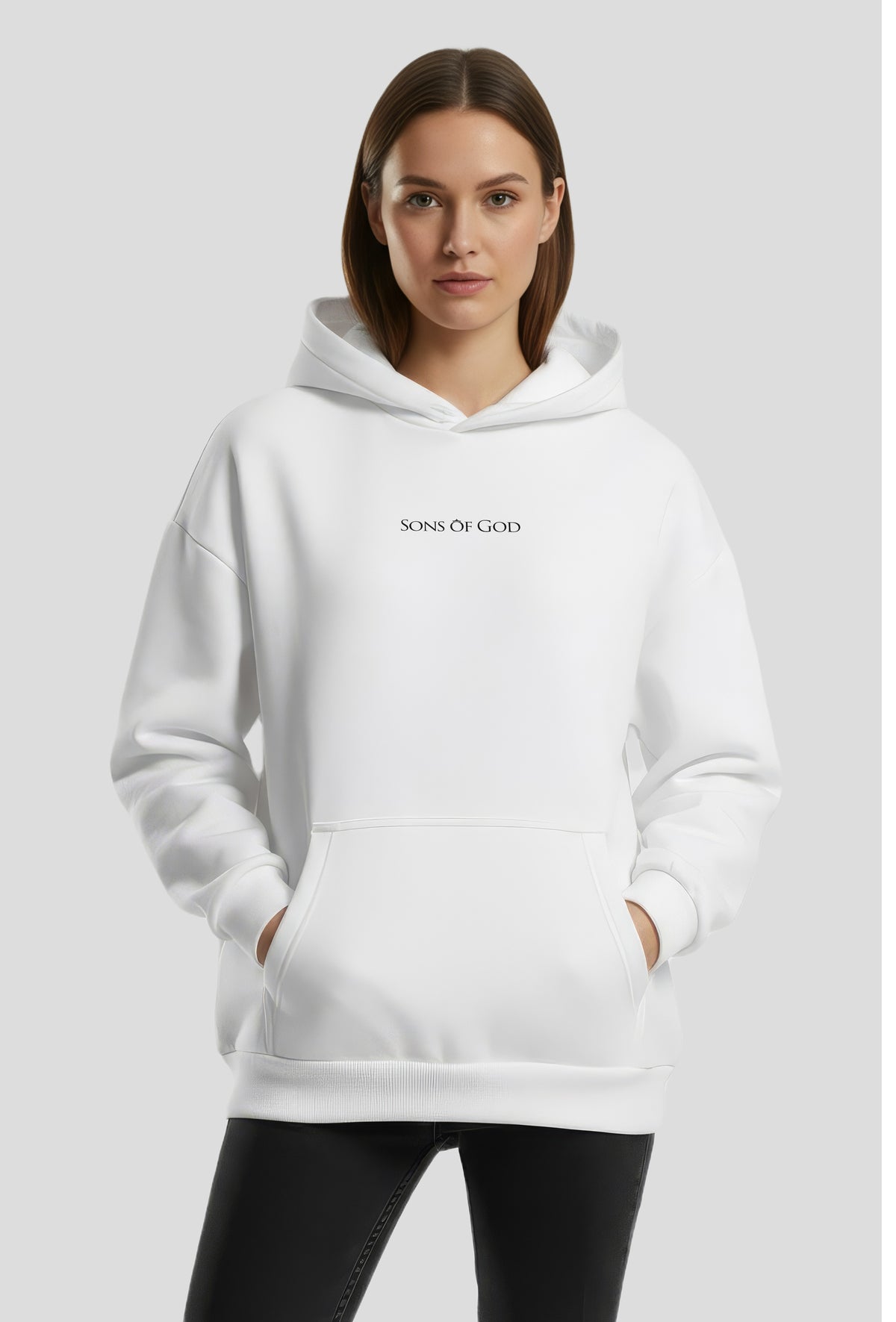 Oversized hooded hoodie, white