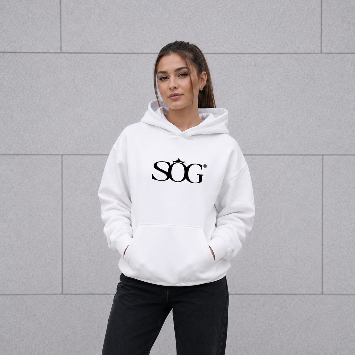 Unisex Hoodie mit Kapuze SOG Weiß
