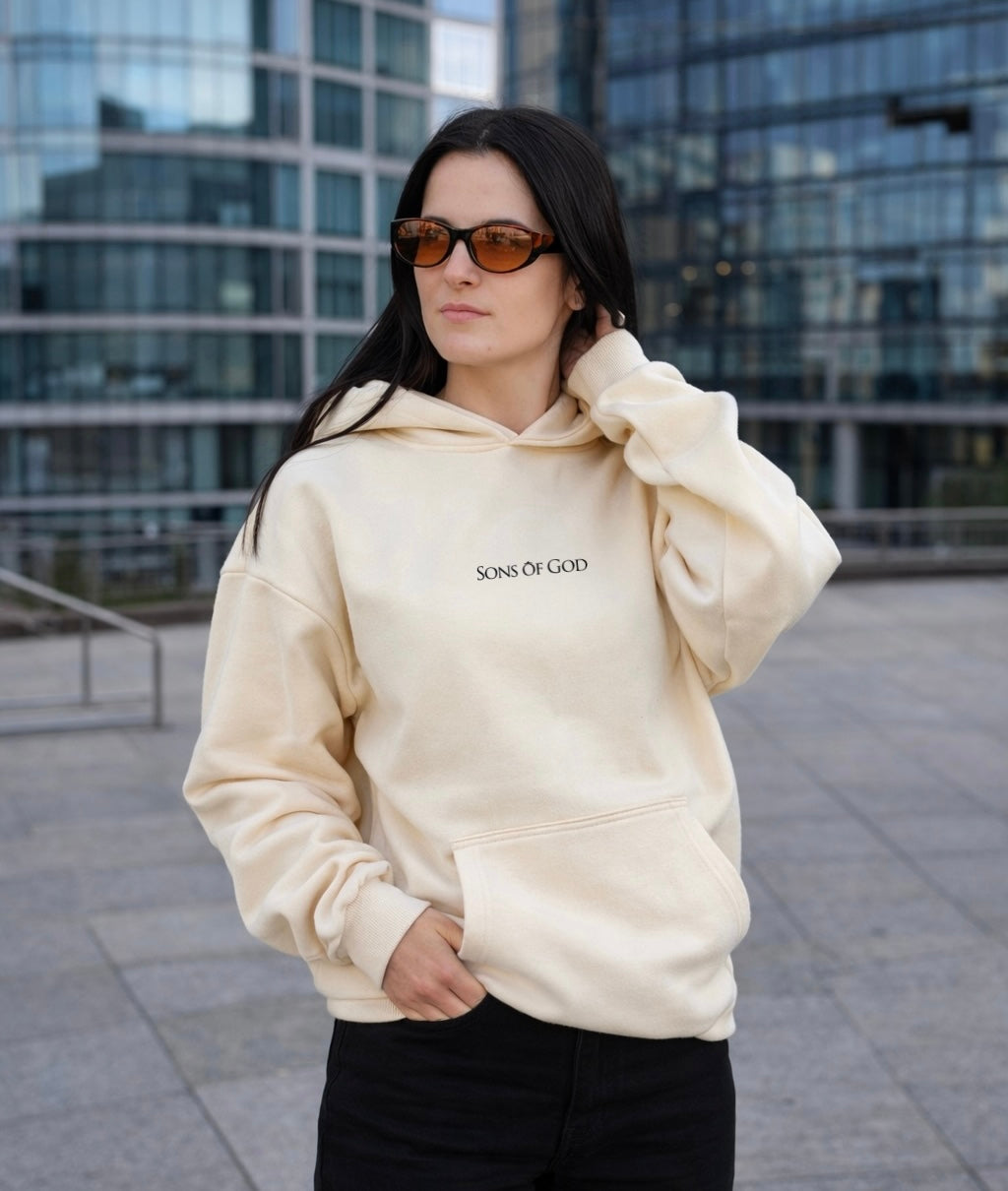 Oversize Hoodie mit Kapuze Sons of God Beige
